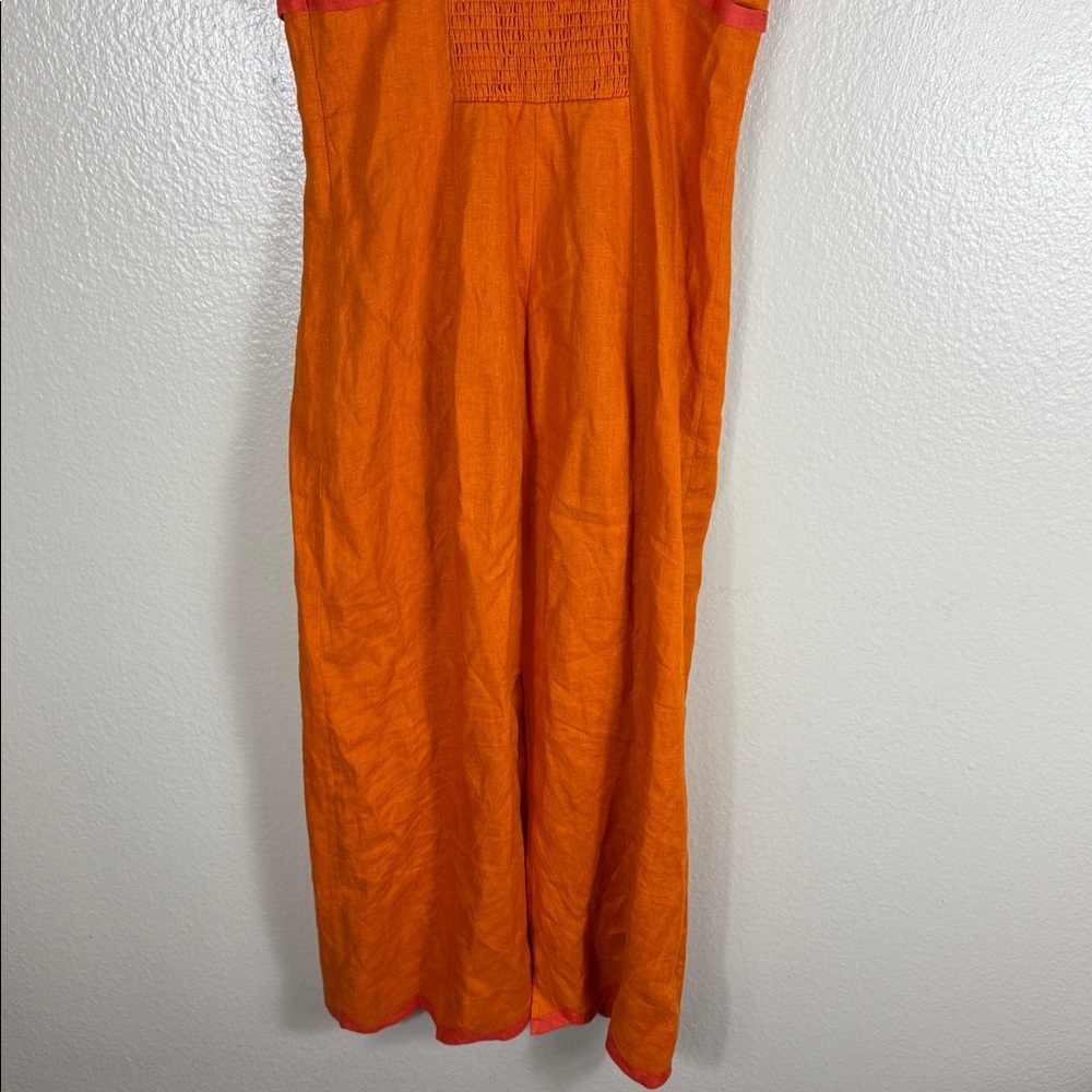 Reformation Sara Linen Dress in Nectarine - Picture 10 of 11